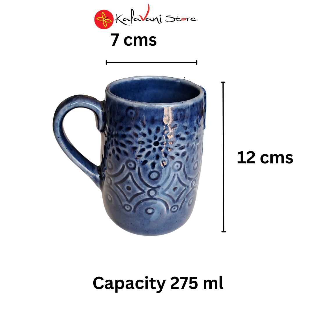 BLUE COLOR CERAMIC MUG/CUP (SET OF 2)