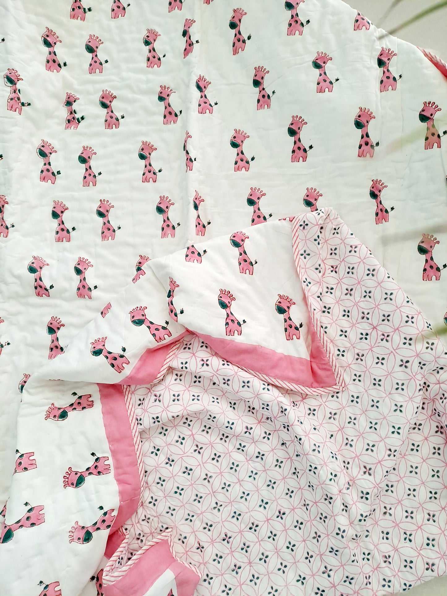 HANDBLOCK PRINTED REVERSIBLE COTTON KIDS (SINGLE) QUILT