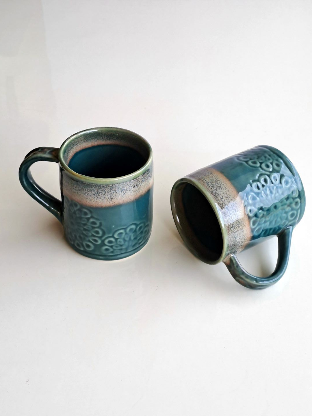 GREEN COLOR CERAMIC MUG/CUP(SET OF 2)