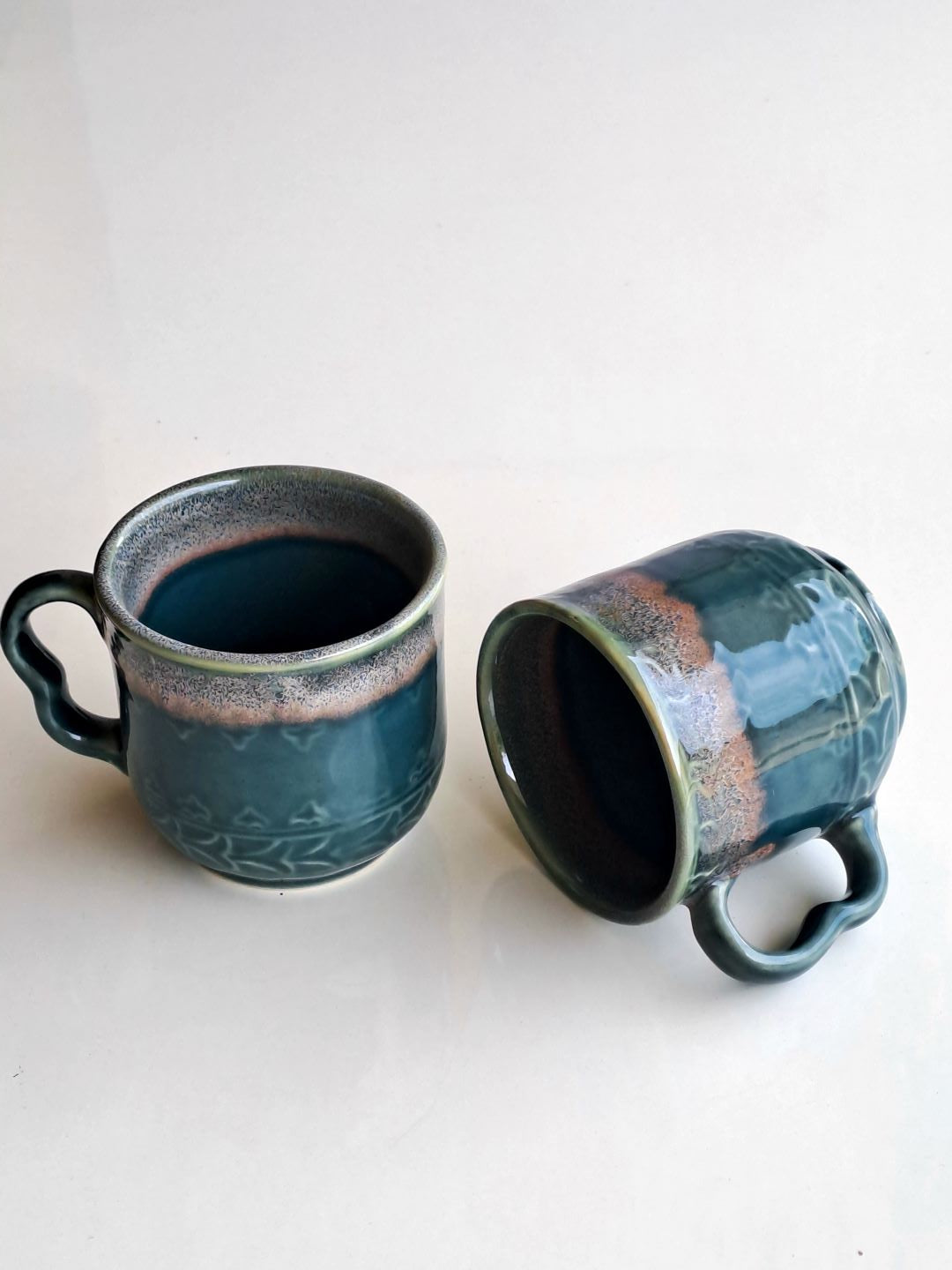 GREEN COLOR CERAMIC MUG/CUP (SET OF 2)