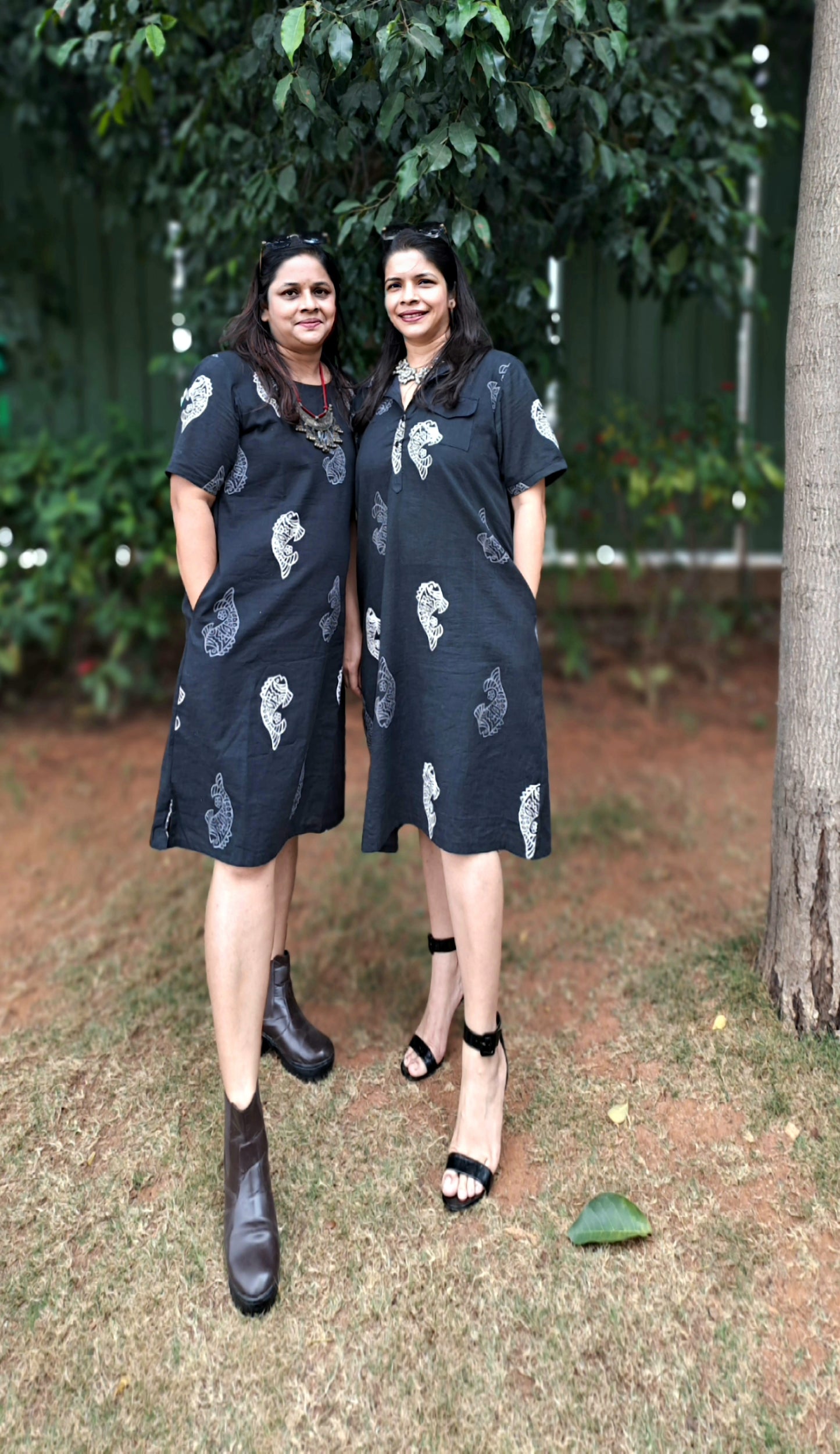 HANDBLOCK PRINT BLACK DRESS