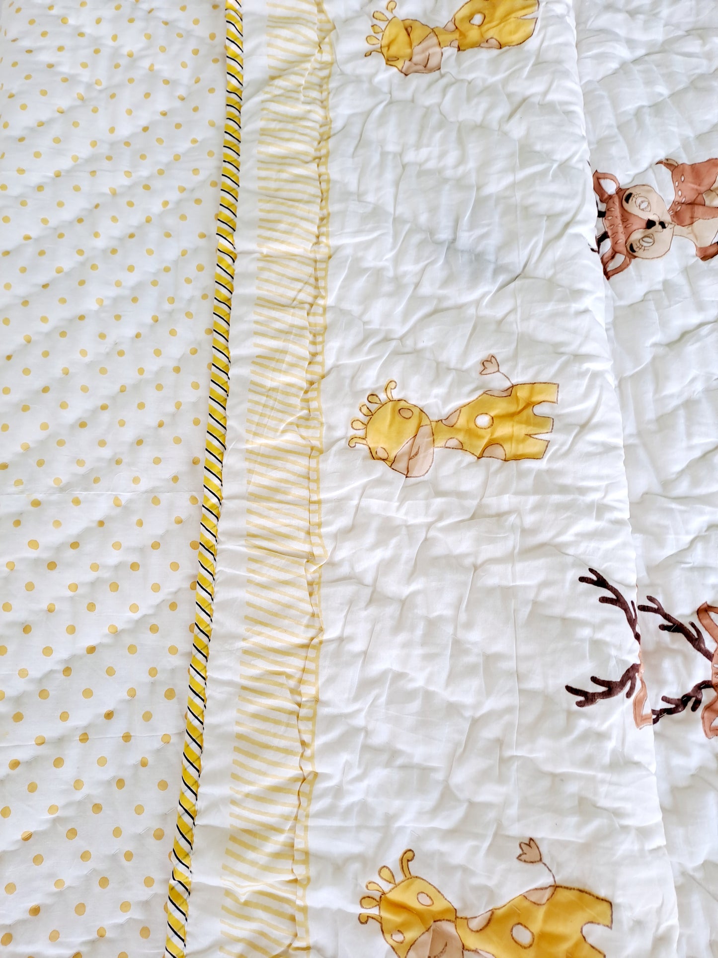 HANDBLOCK PRINTED REVERSIBLE COTTON KIDS (SINGLE) QUILT