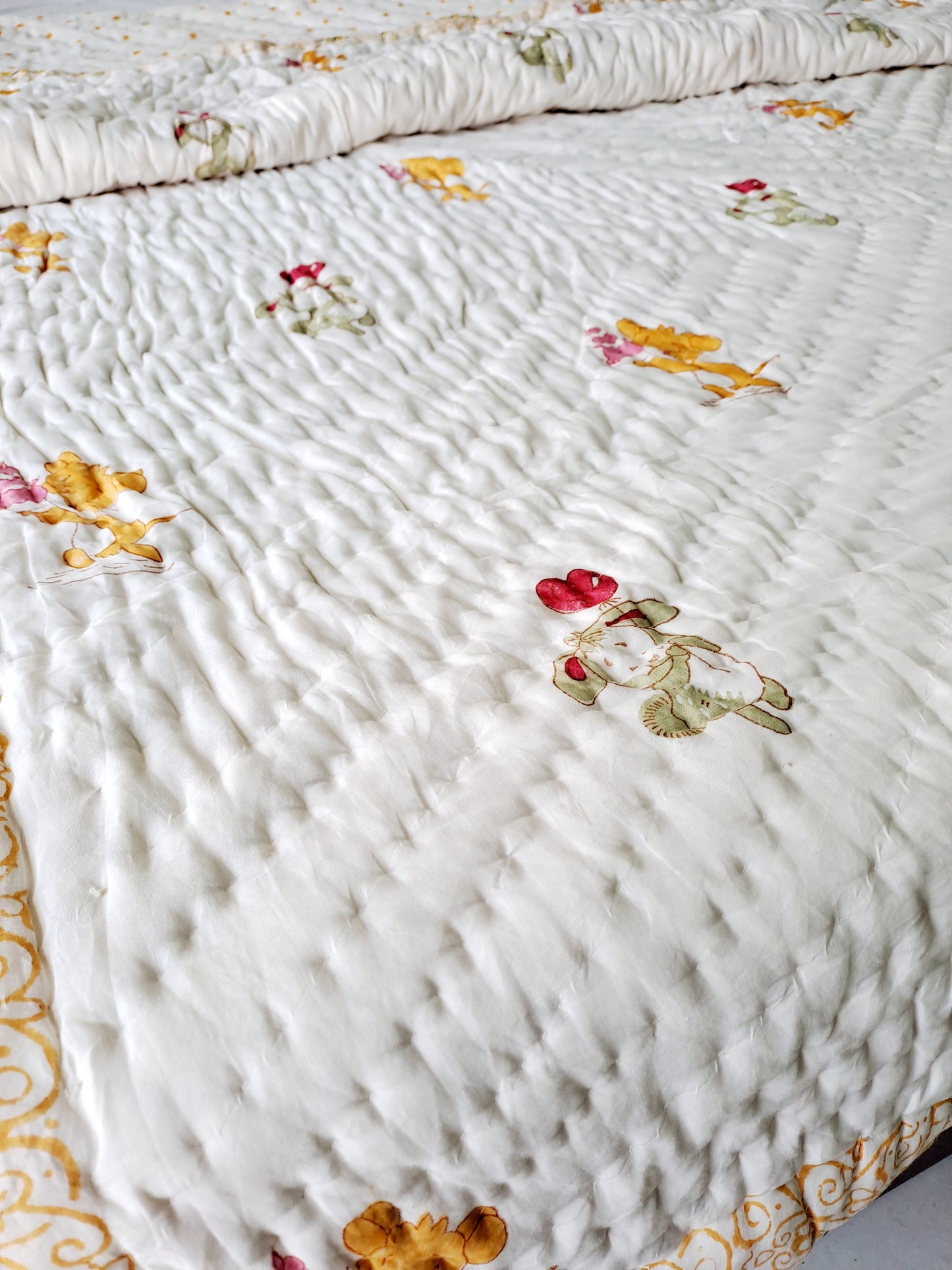 HANDBLOCK PRINTED REVERSIBLE COTTON KIDS (SINGLE) QUILT