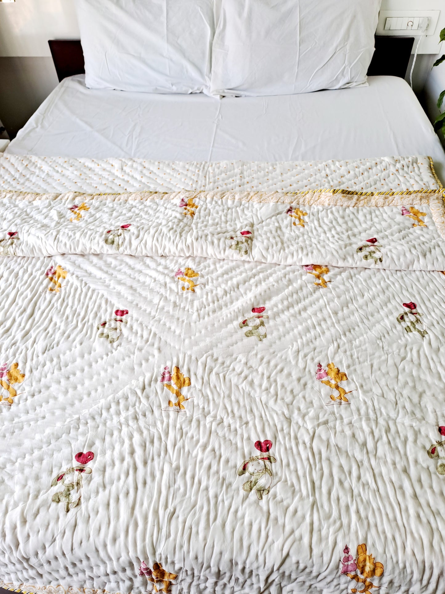 HANDBLOCK PRINTED REVERSIBLE COTTON KIDS (SINGLE) QUILT