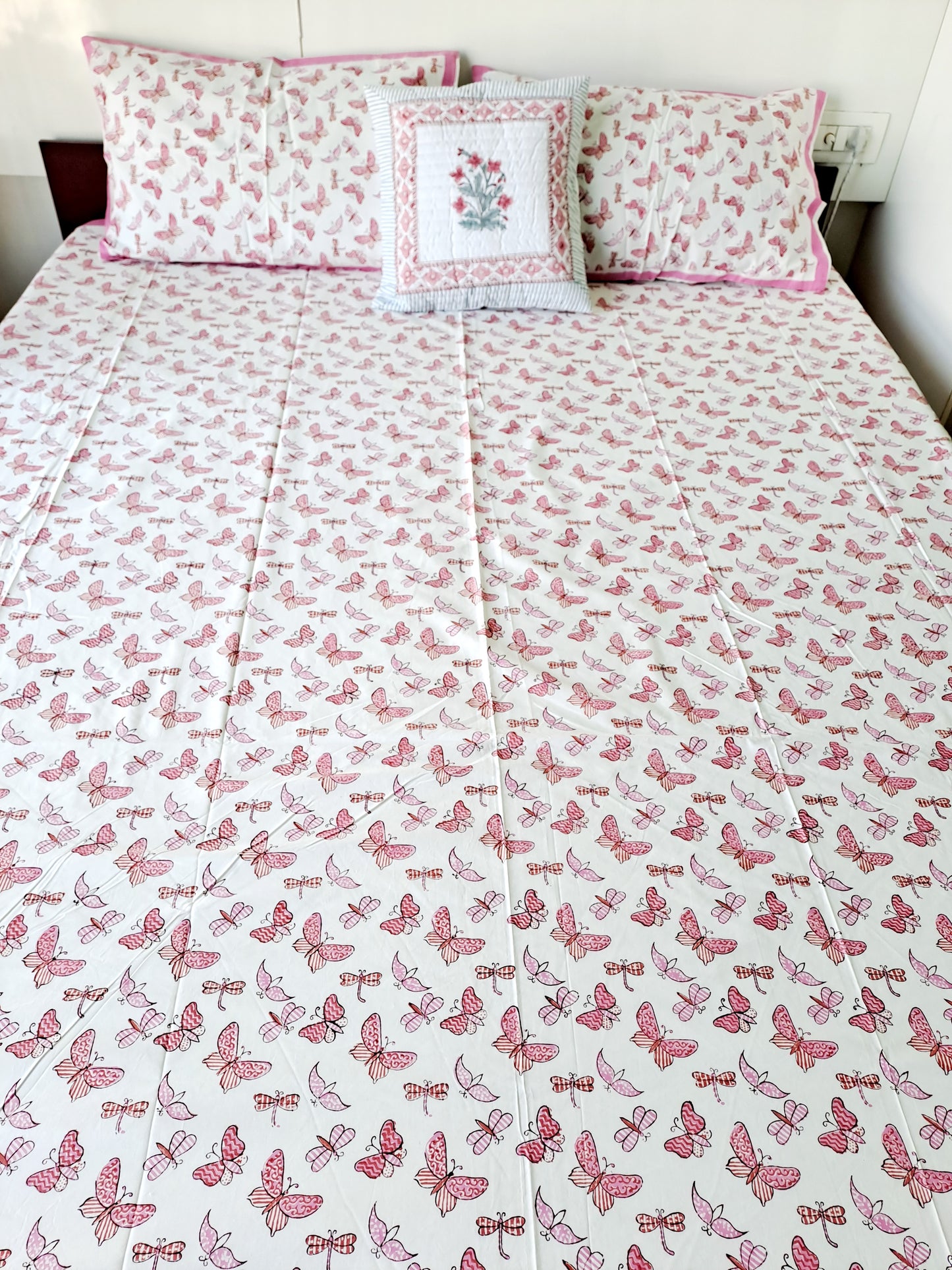 HAND BLOCK PRINT KIDS BEDSHEET AND QUILT BEDDING SET