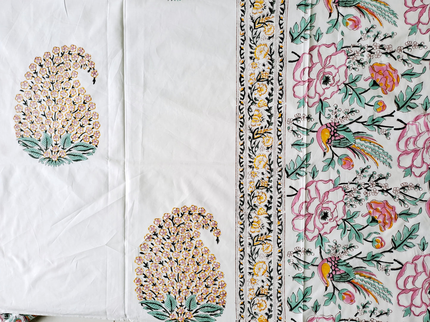 HAND BLOCK PRINT DOUBLE BEDSHEET AND QUILT BEDDING SET