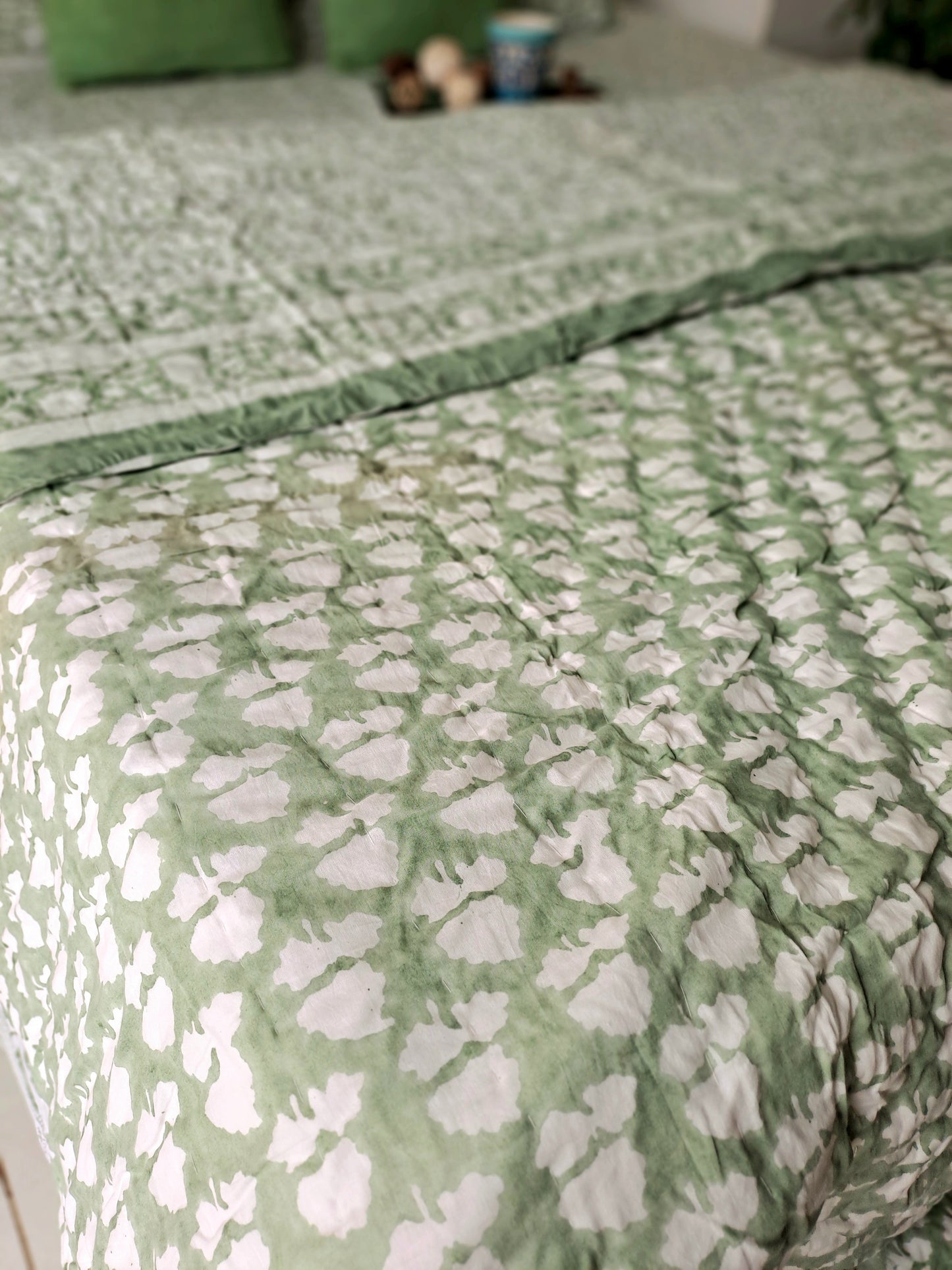 HAND BLOCK PRINT DOUBLE BEDSHEET AND QUILT BEDDING SET