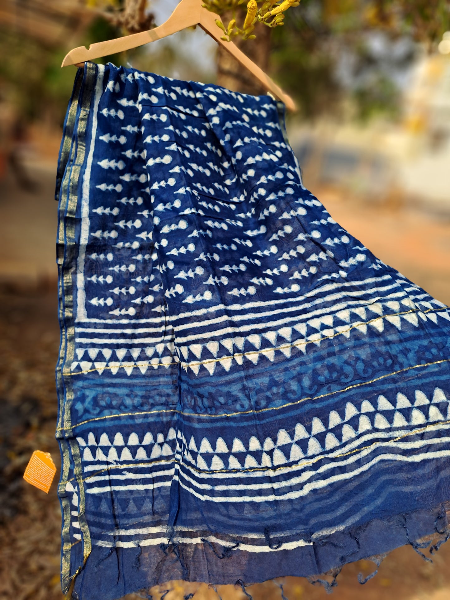 KOTA DORIA HAND BLOCK PRINT BLUE DUPATTA