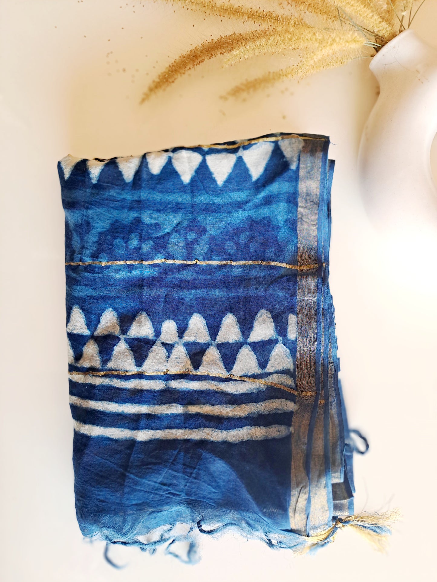 KOTA DORIA HAND BLOCK PRINT BLUE DUPATTA