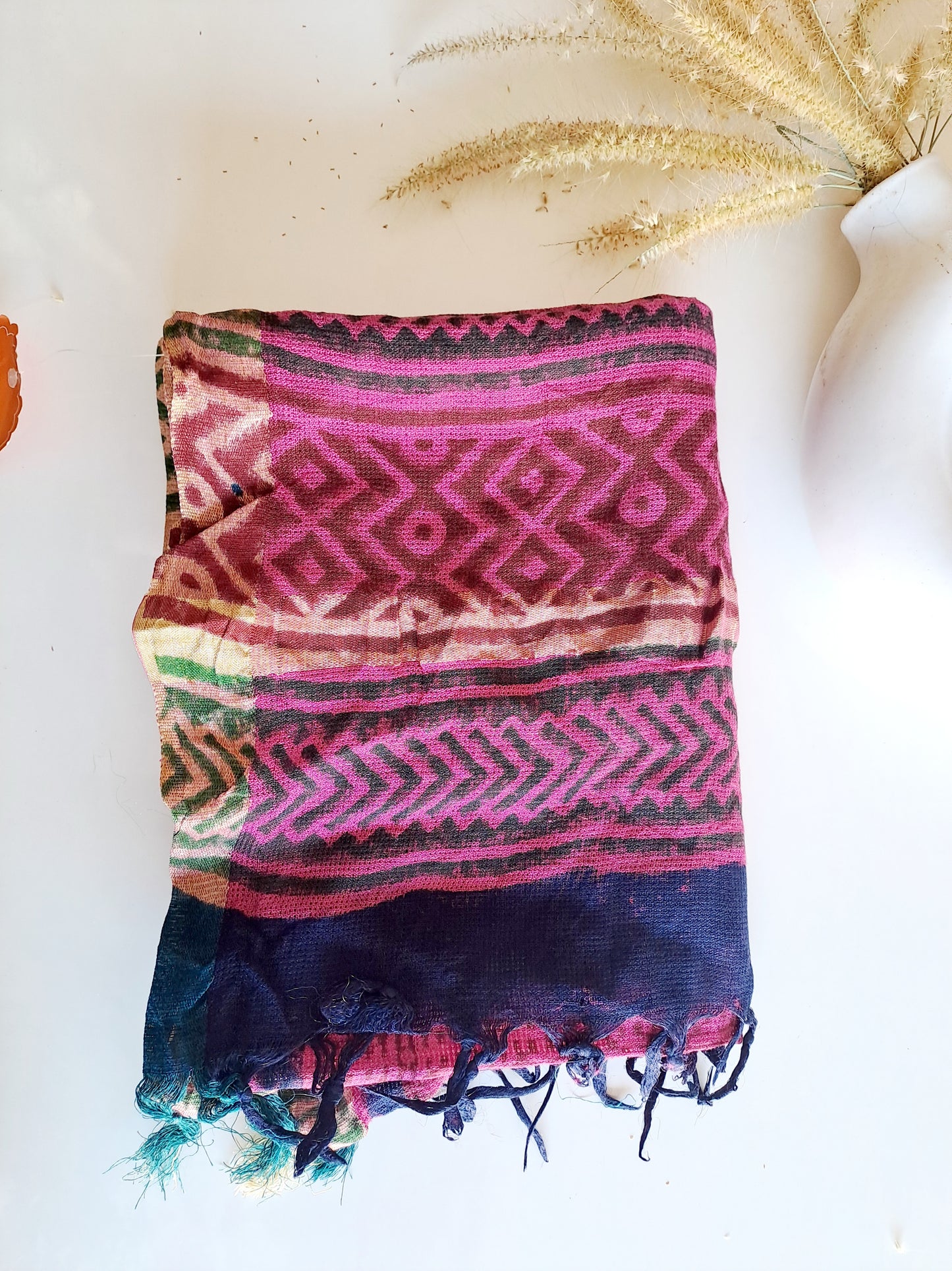 KOTA DORIA HAND BLOCK PRINT PINK DUPATTA