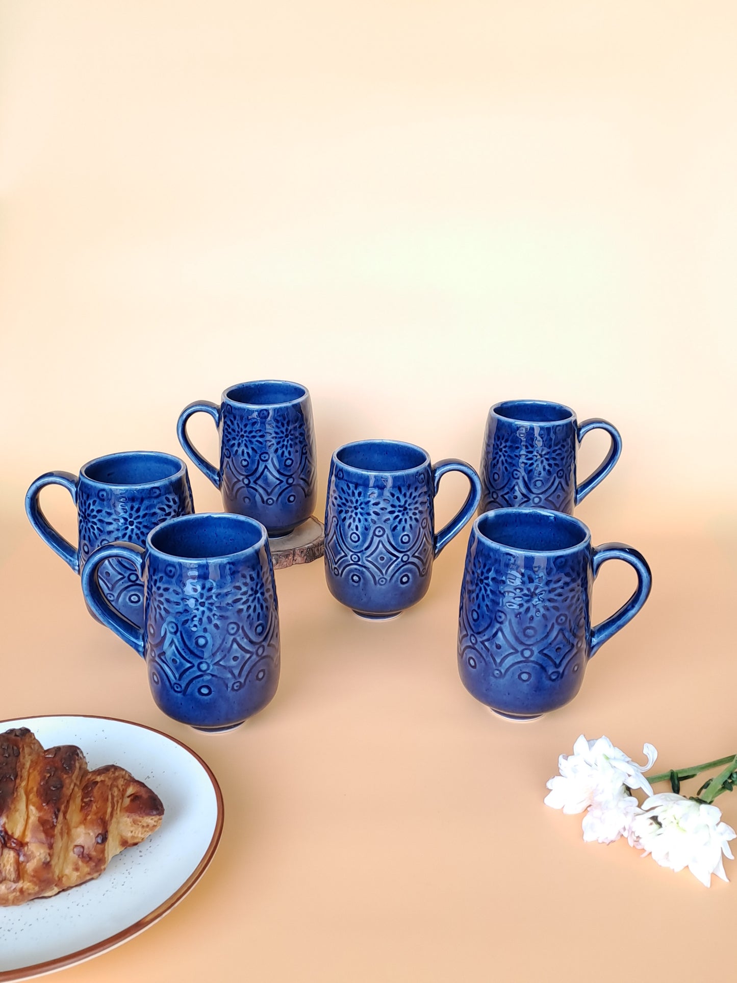 BLUE COLOR CERAMIC MUG/CUP (SET OF 2)