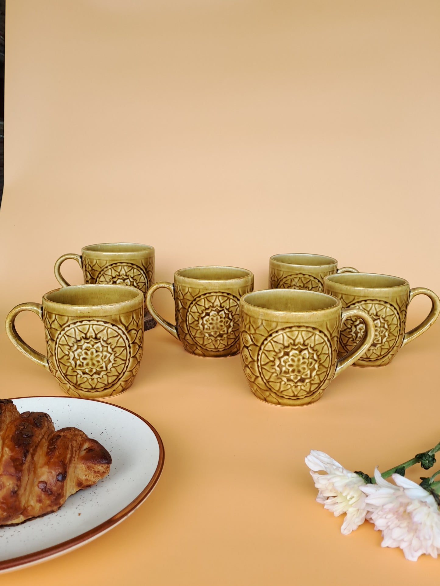 MUSTURED COLOR MANDELA MUG/CUP (SET OF 2)
