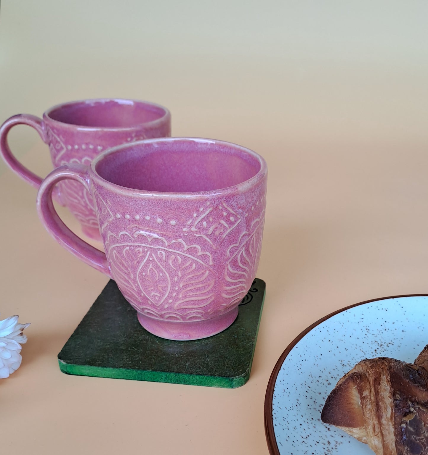 PINK COLOR MUG/CUP WITH BEAUTIFUL ART (SET OF 2) (Copy)