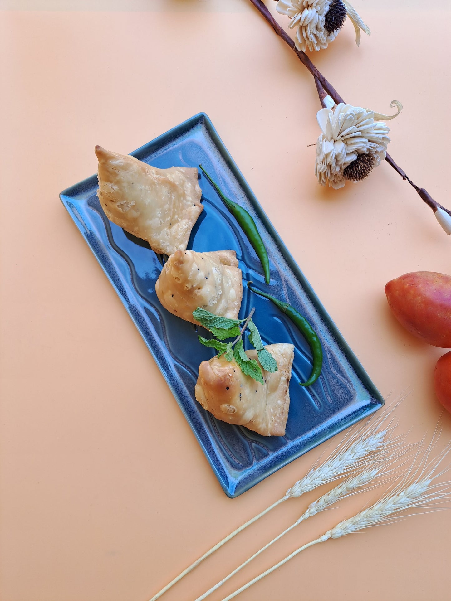 CERAMIC FISH ENGRAVED LIGHT BLUE PLATTER