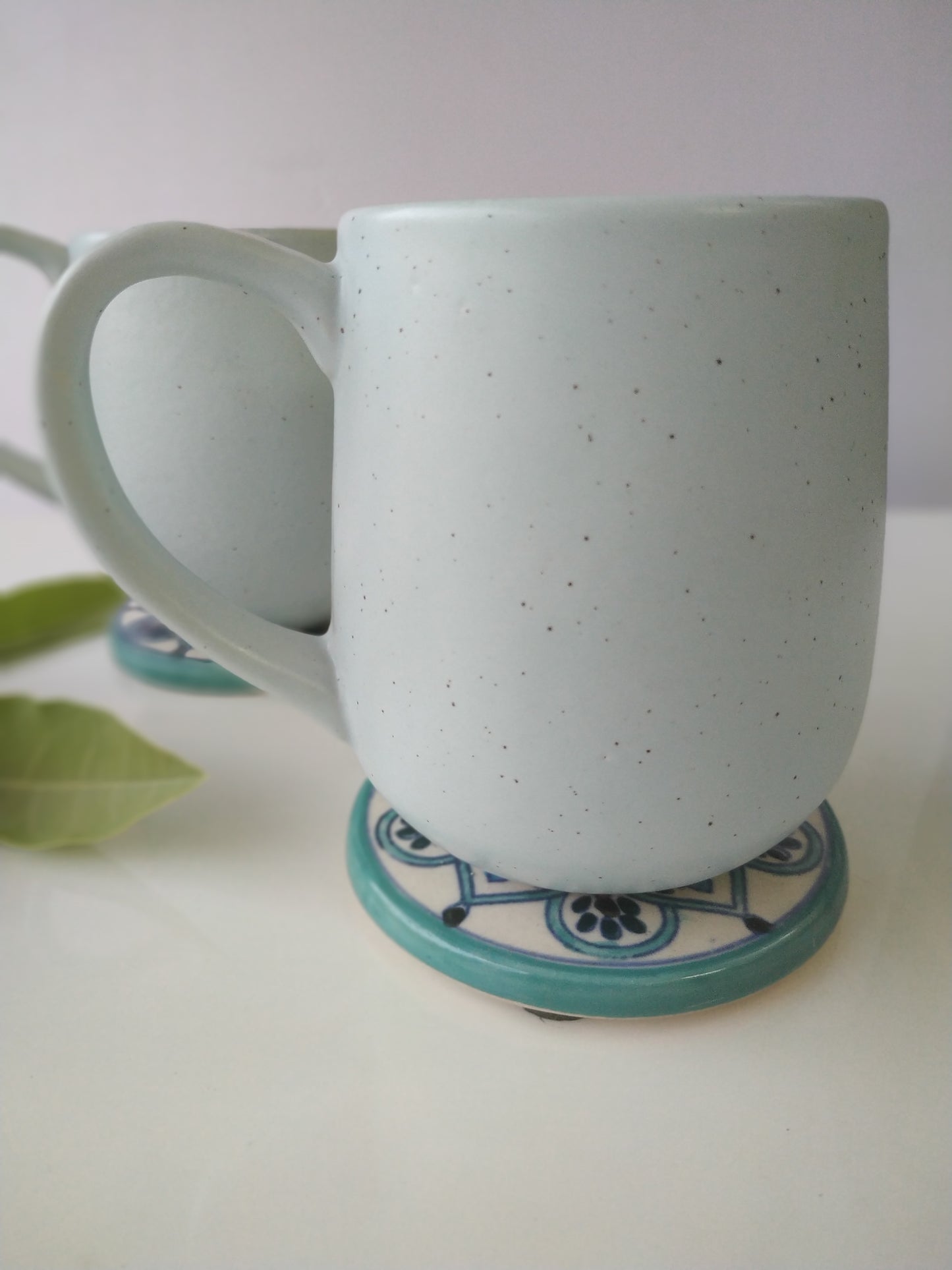 GREEN COLOR CERAMIC MUG/CUP(SET OF 2)
