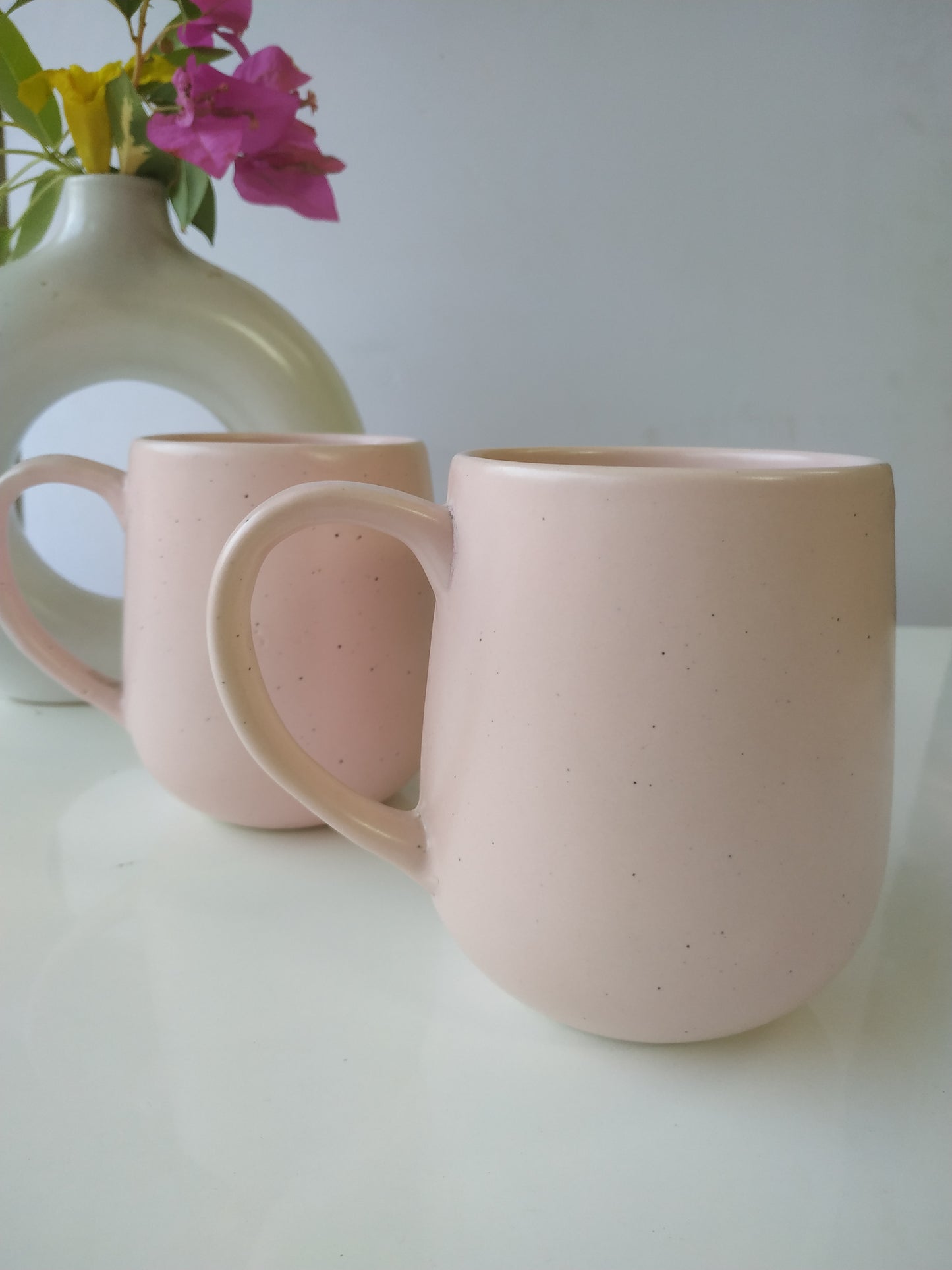 PEACH COLOR CERAMIC MUG/CUP (SET OF 2)