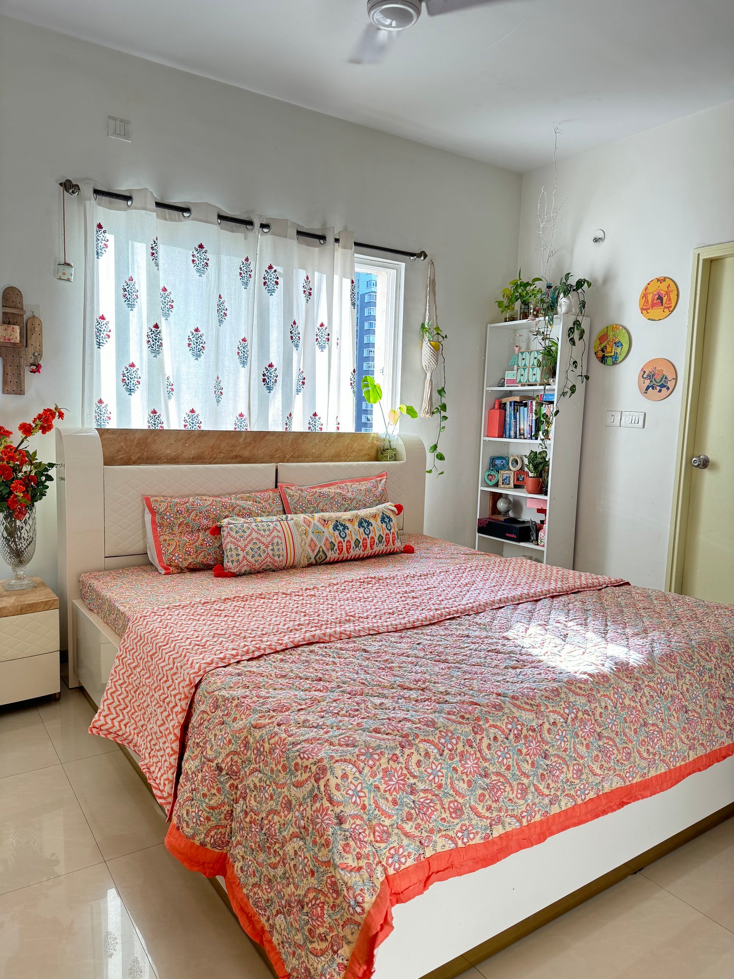 HAND BLOCK PRINT DOUBLE BEDSHEET AND QUILT BEDDING SET