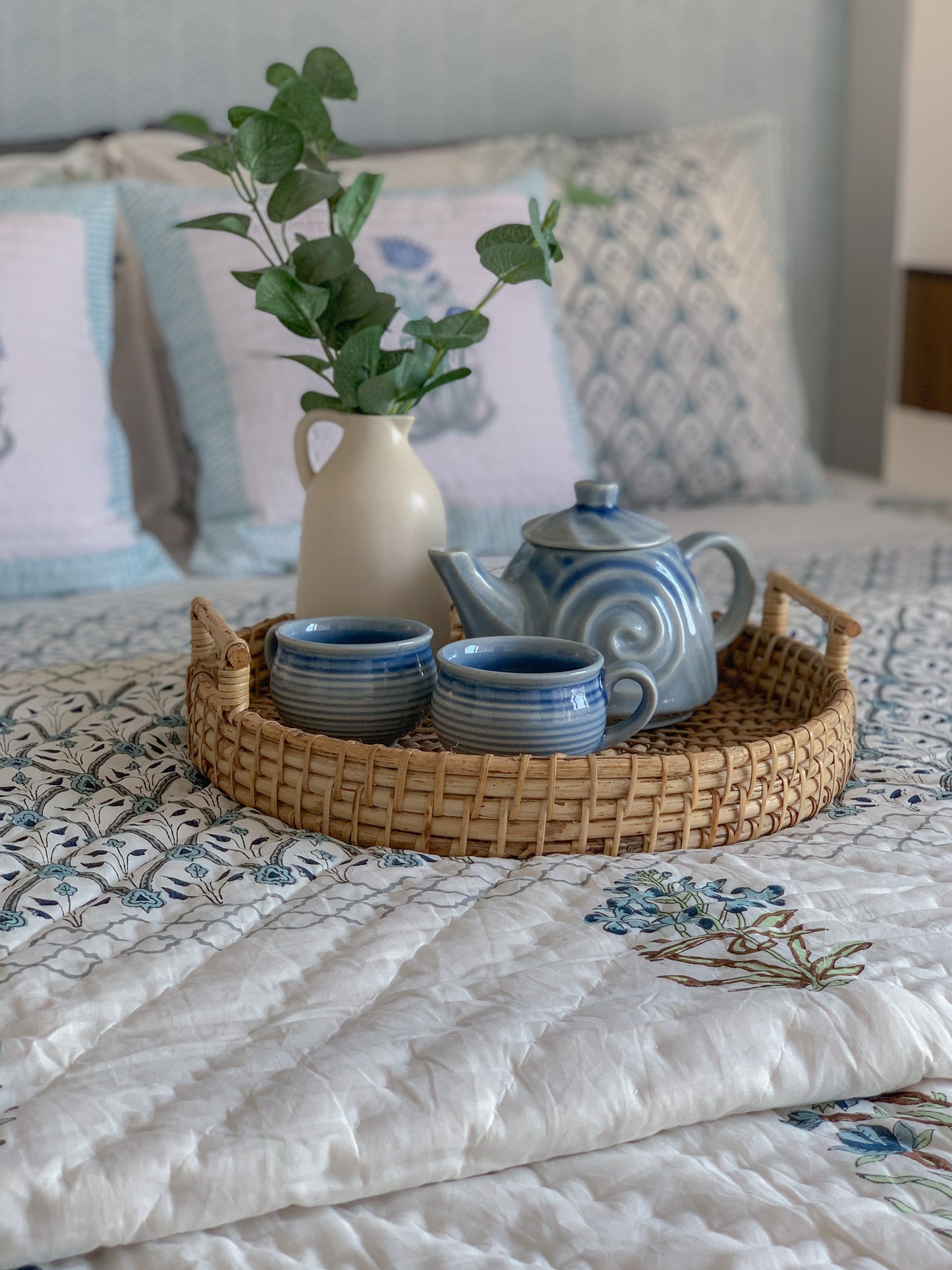 HAND BLOCK PRINT DOUBLE BEDSHEET AND QUILT BEDDING SET