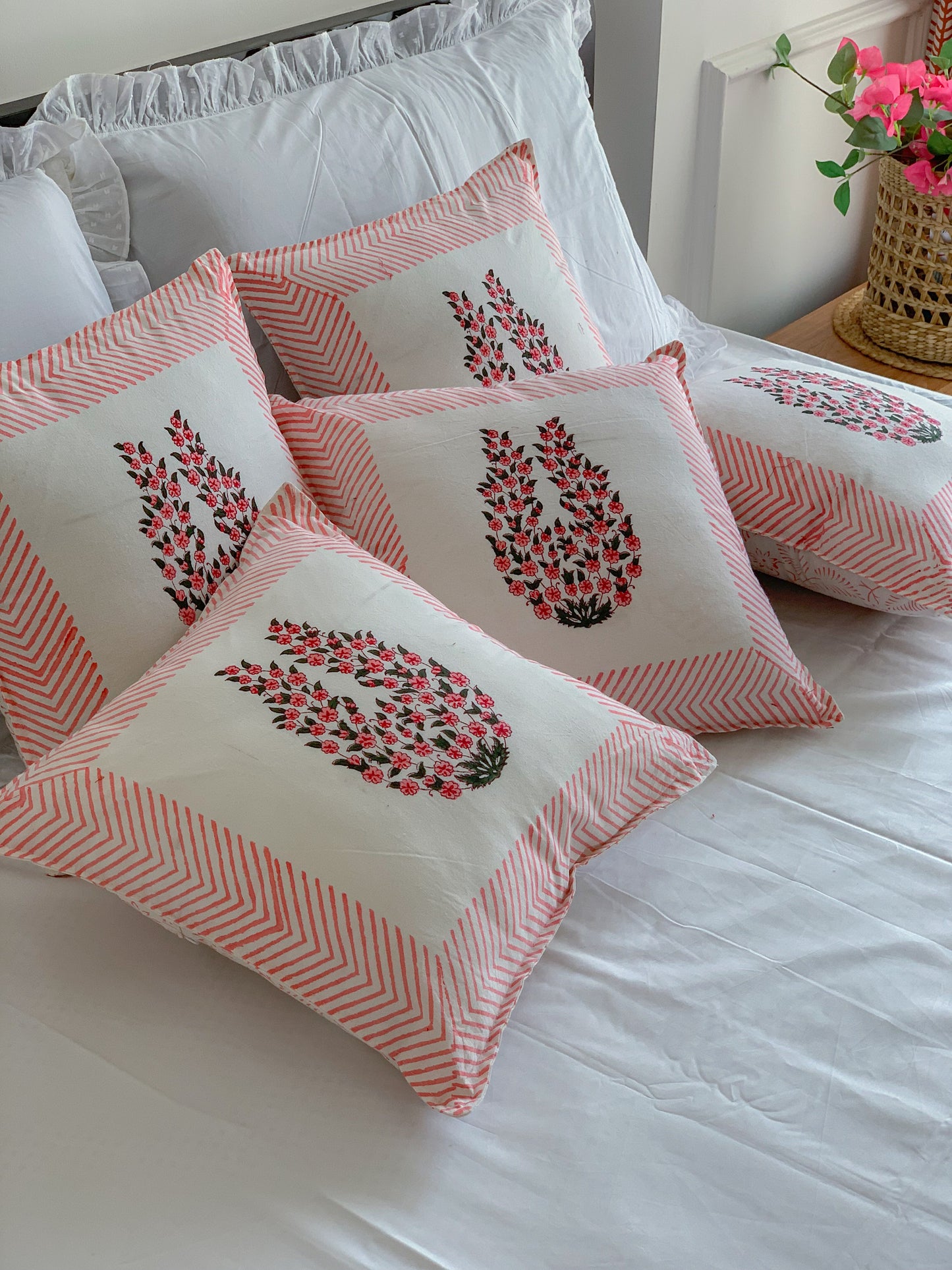 HANDBLOCK PRINT CUSHION COVER ( Set of 5)