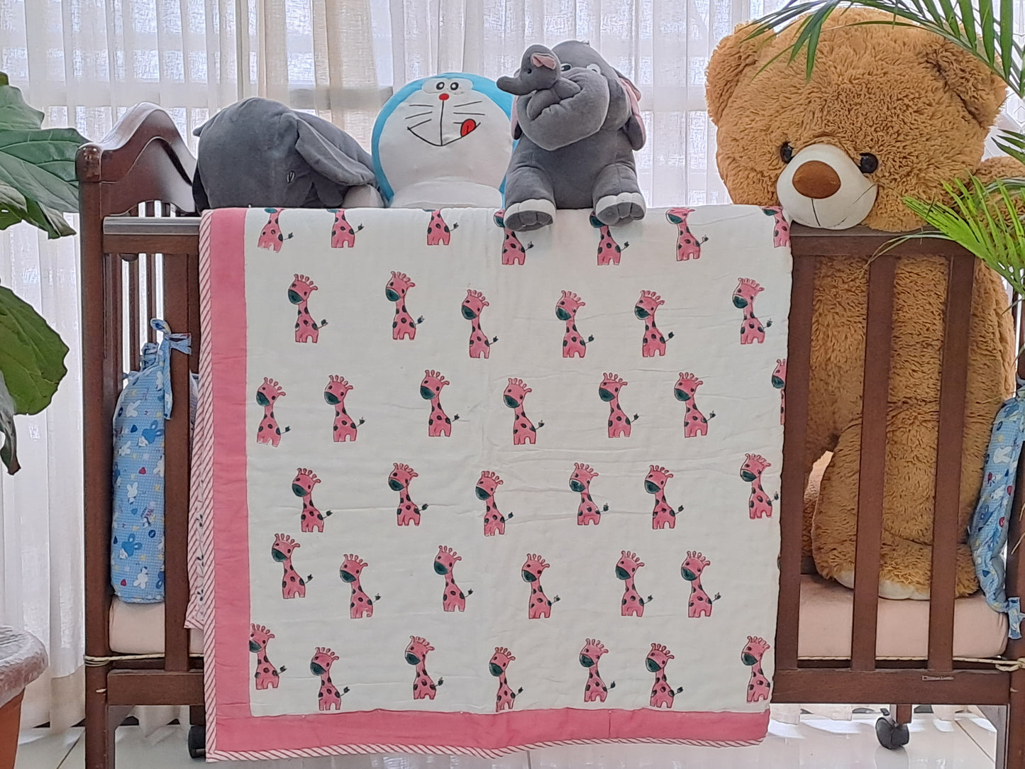 HANDBLOCK PRINTED REVERSIBLE COTTON KIDS (SINGLE) QUILT