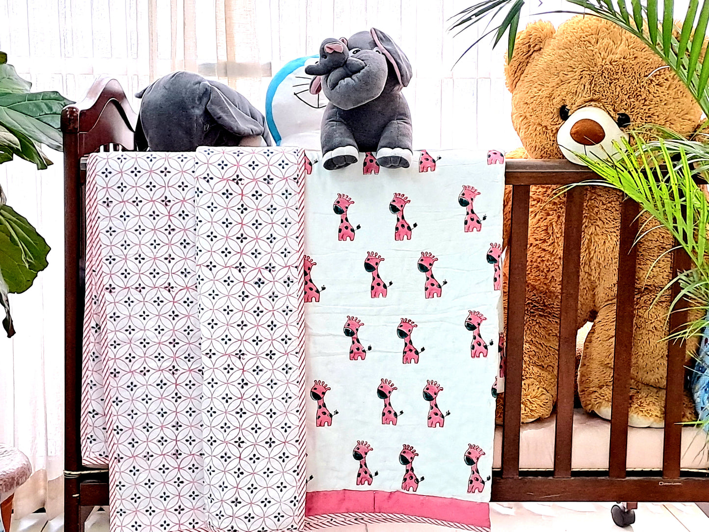 HANDBLOCK PRINTED REVERSIBLE COTTON KIDS (SINGLE) QUILT