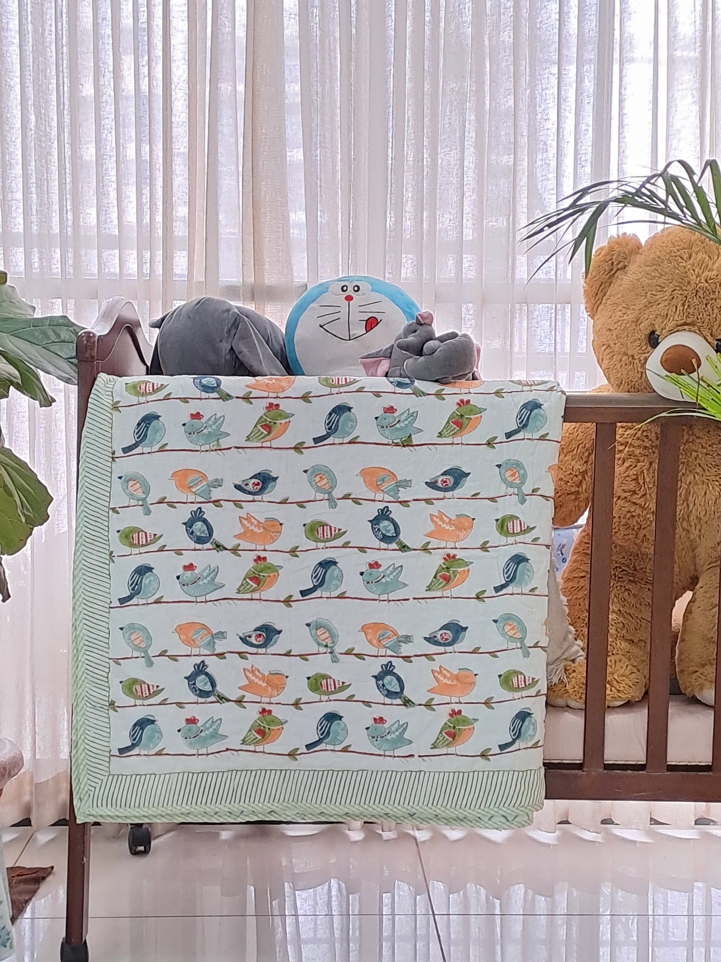 HANDBLOCK PRINTED REVERSIBLE COTTON KIDS (SINGLE) QUILT
