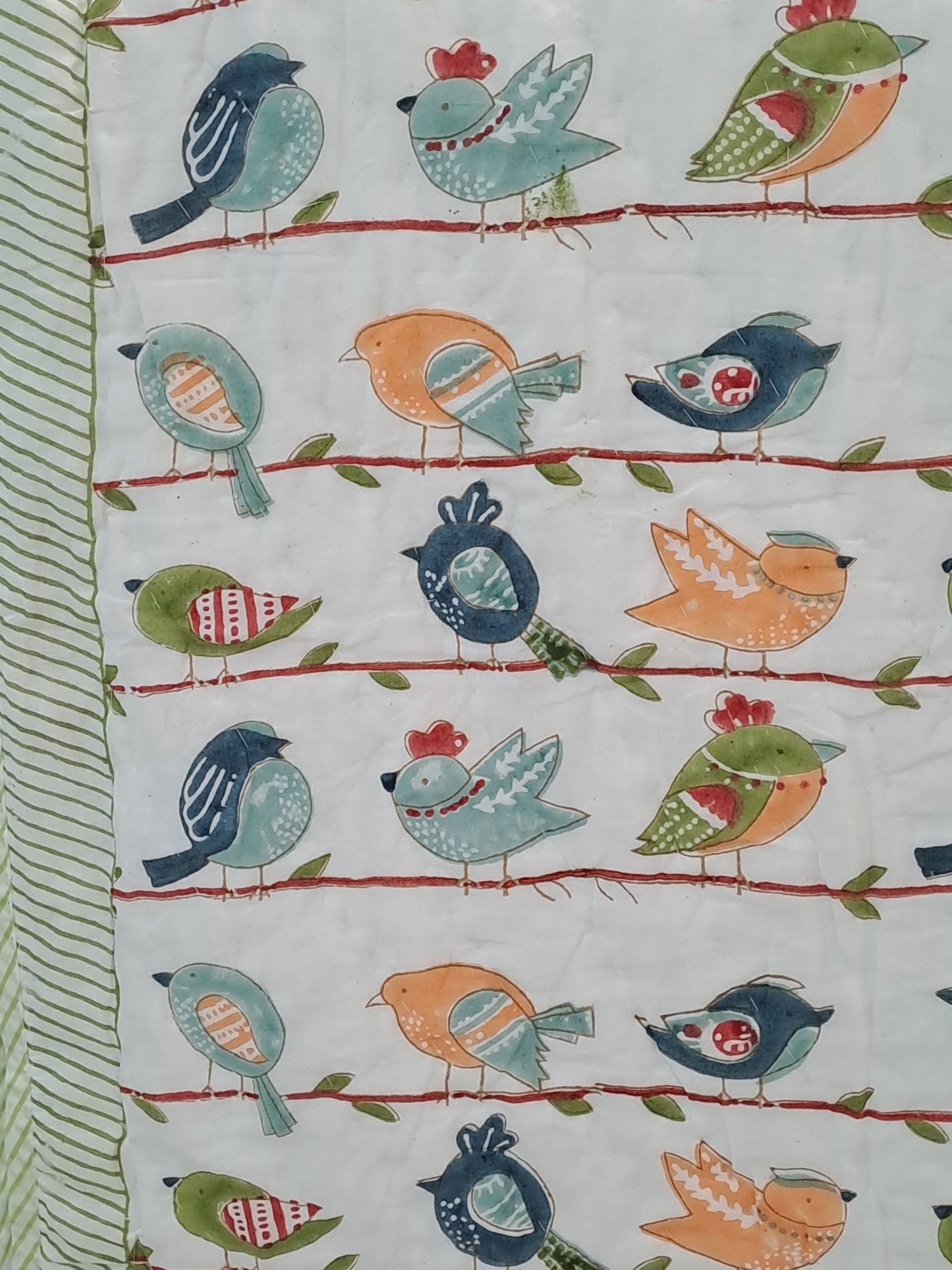 HANDBLOCK PRINTED REVERSIBLE COTTON KIDS (SINGLE) QUILT