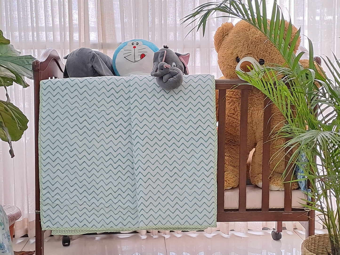 HANDBLOCK PRINTED REVERSIBLE COTTON KIDS (SINGLE) QUILT