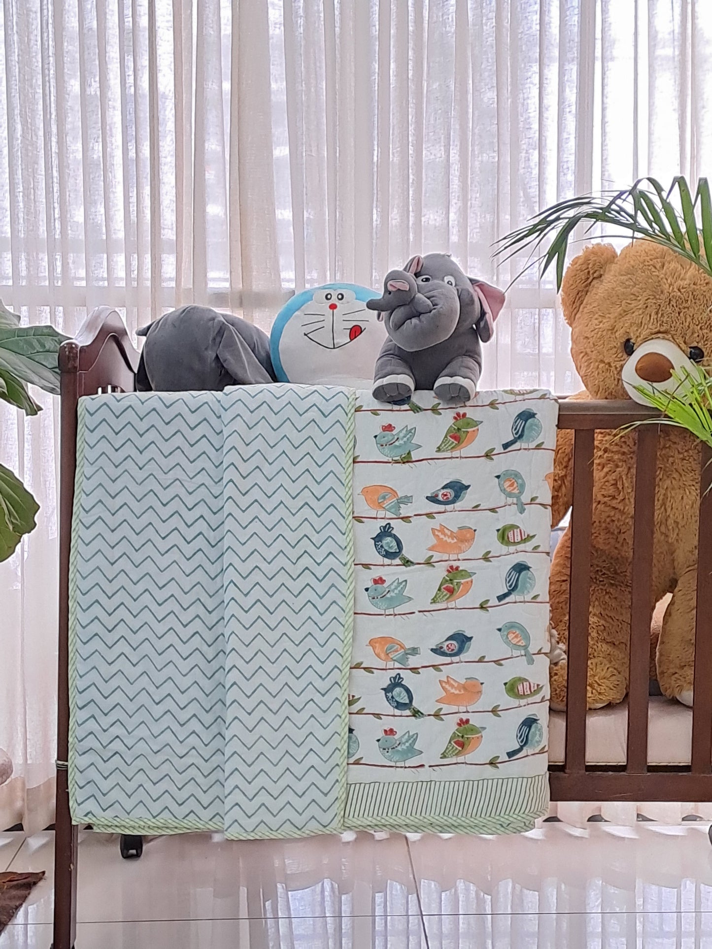 HANDBLOCK PRINTED REVERSIBLE COTTON KIDS (SINGLE) QUILT