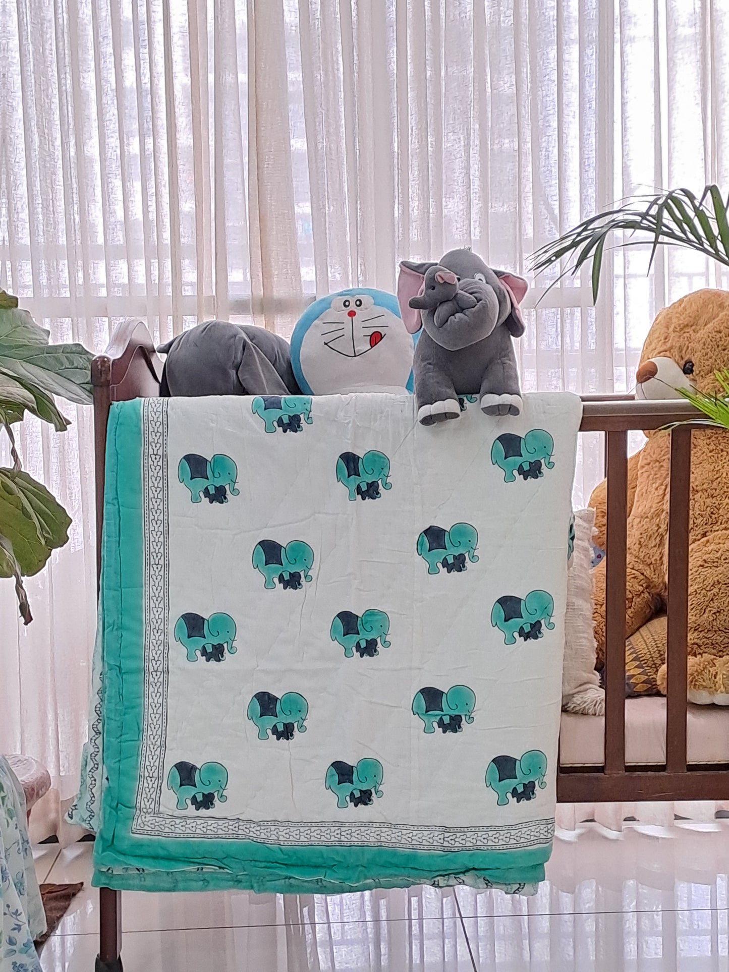 HANDBLOCK PRINTED REVERSIBLE COTTON KIDS (SINGLE) QUILT
