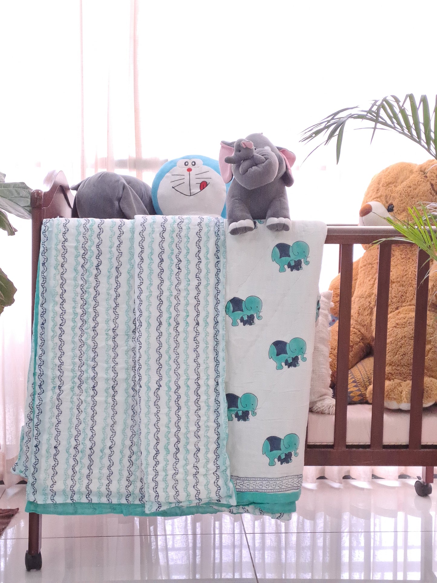 HANDBLOCK PRINTED REVERSIBLE COTTON KIDS (SINGLE) QUILT