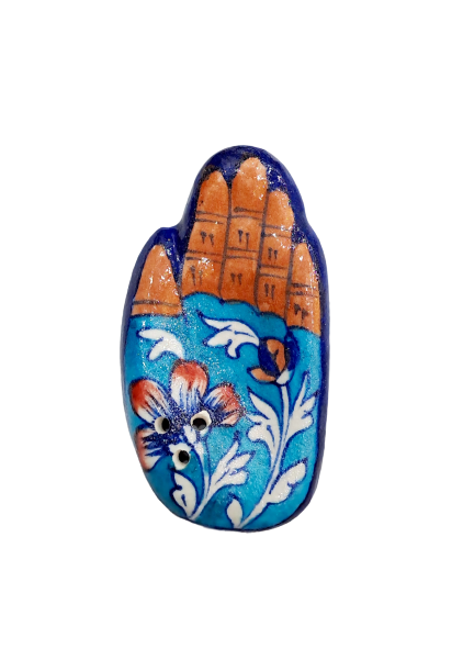 BLUE POTTERY CERAMIC PALM / HAND AGARBATTI STAND