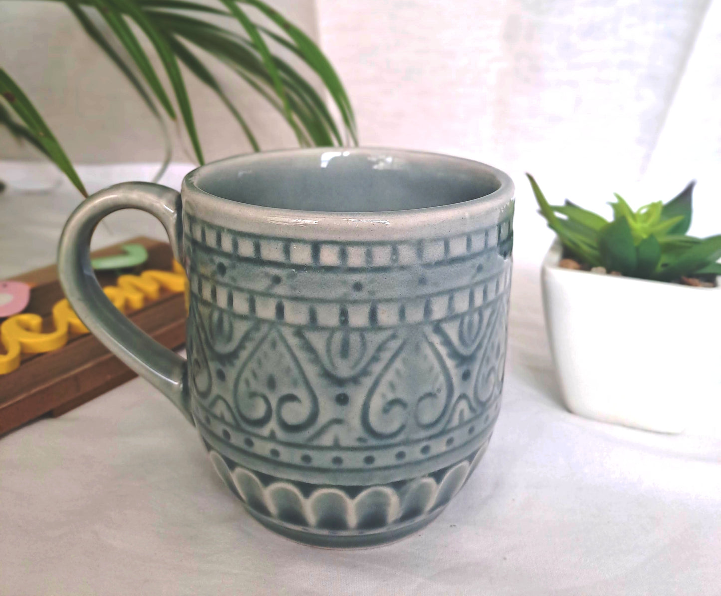 LIGHT GREEN COLOR MUG/CUP (SET OF 2)