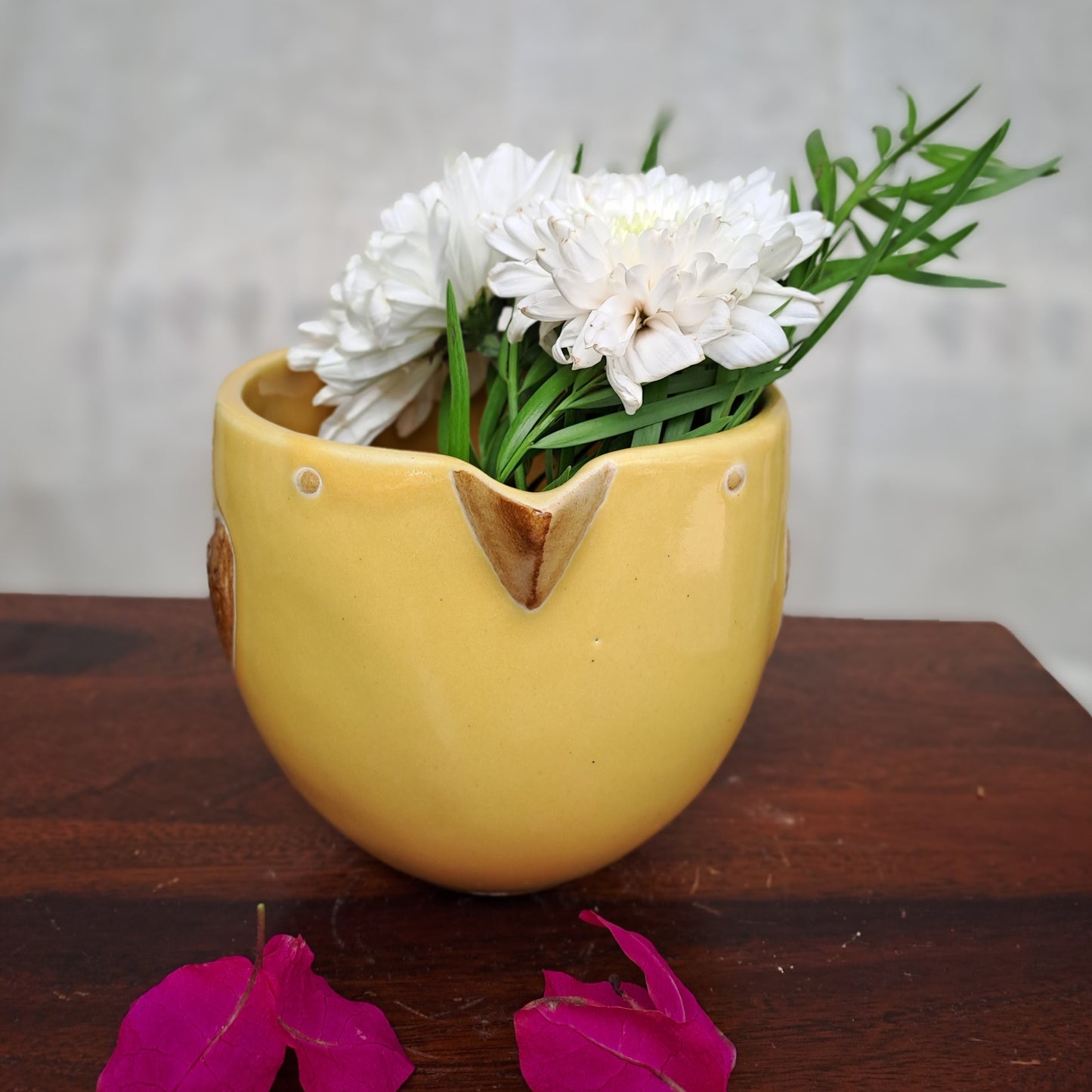 CERAMIC YELLOW SMALL BIRD PLANTER