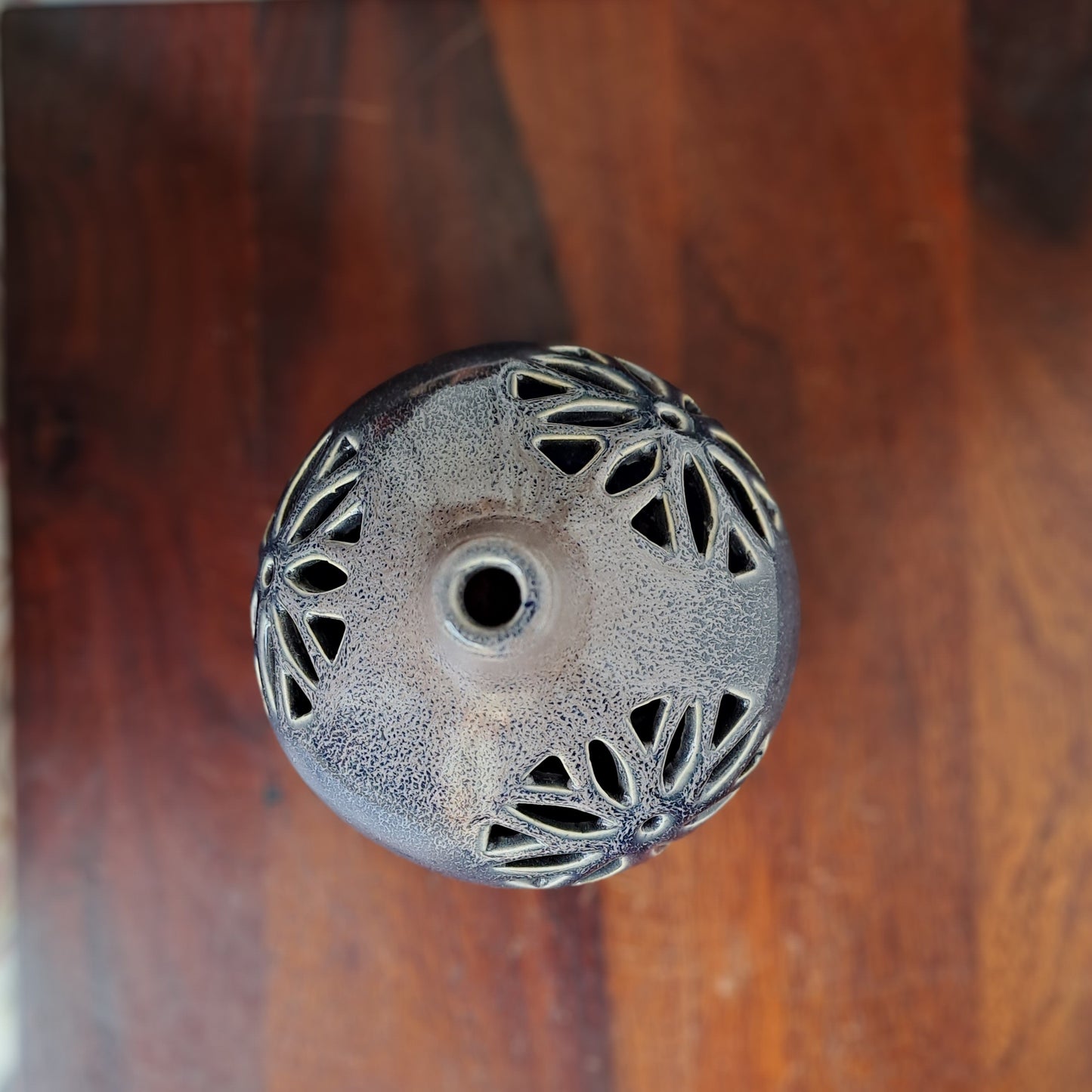 BLUE CONICAL CERAMIC T-LIGHT HOLDER