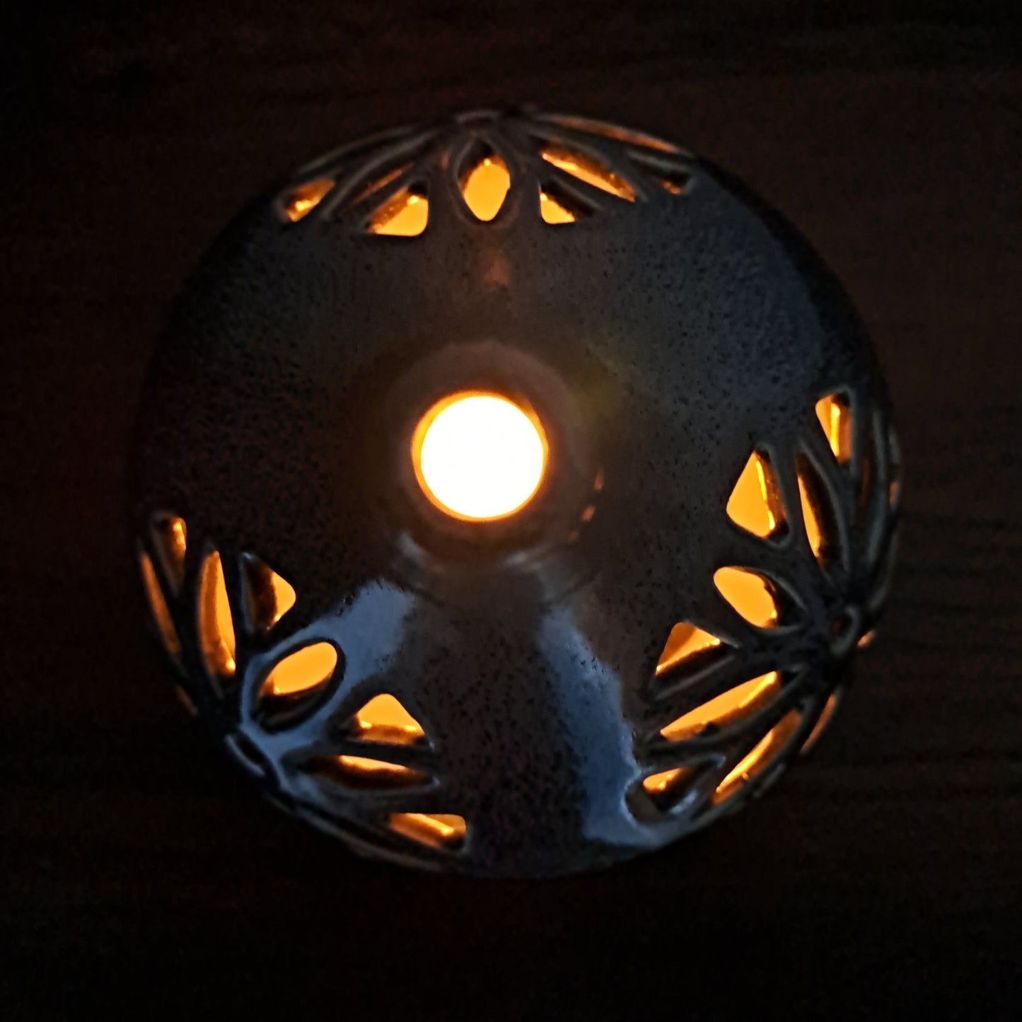 BLUE CONICAL CERAMIC T-LIGHT HOLDER