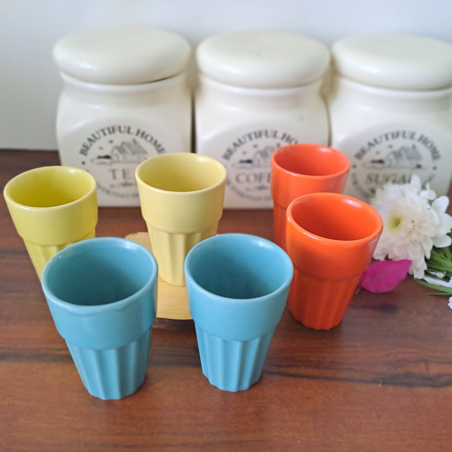 CERAMIC ORANGE KULHAR SET OF 2