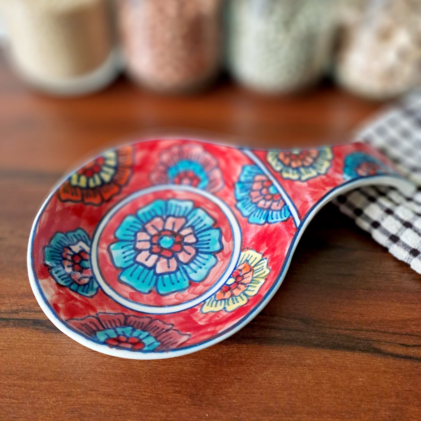 HAND PAINTED RED SPOON REST