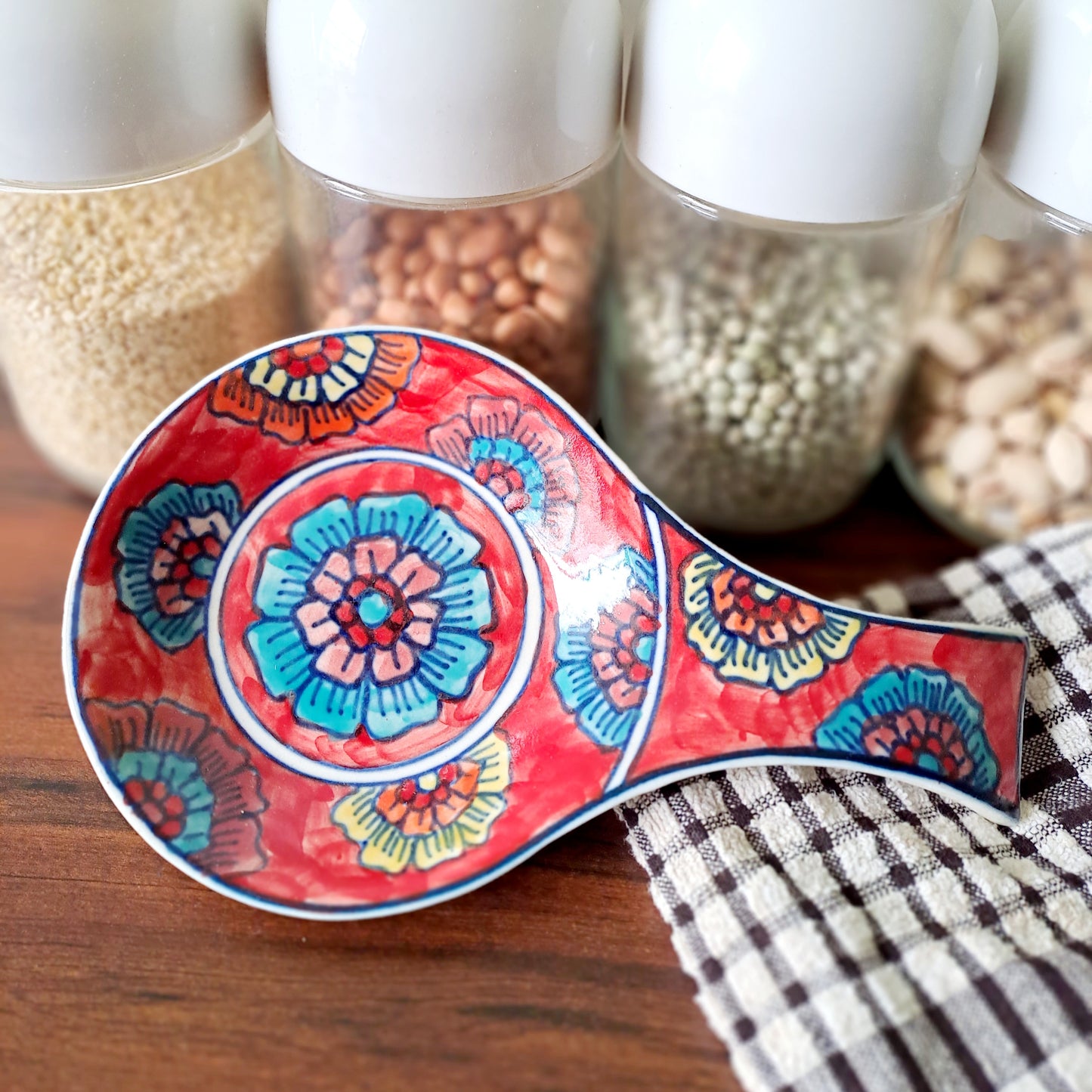 HAND PAINTED RED SPOON REST