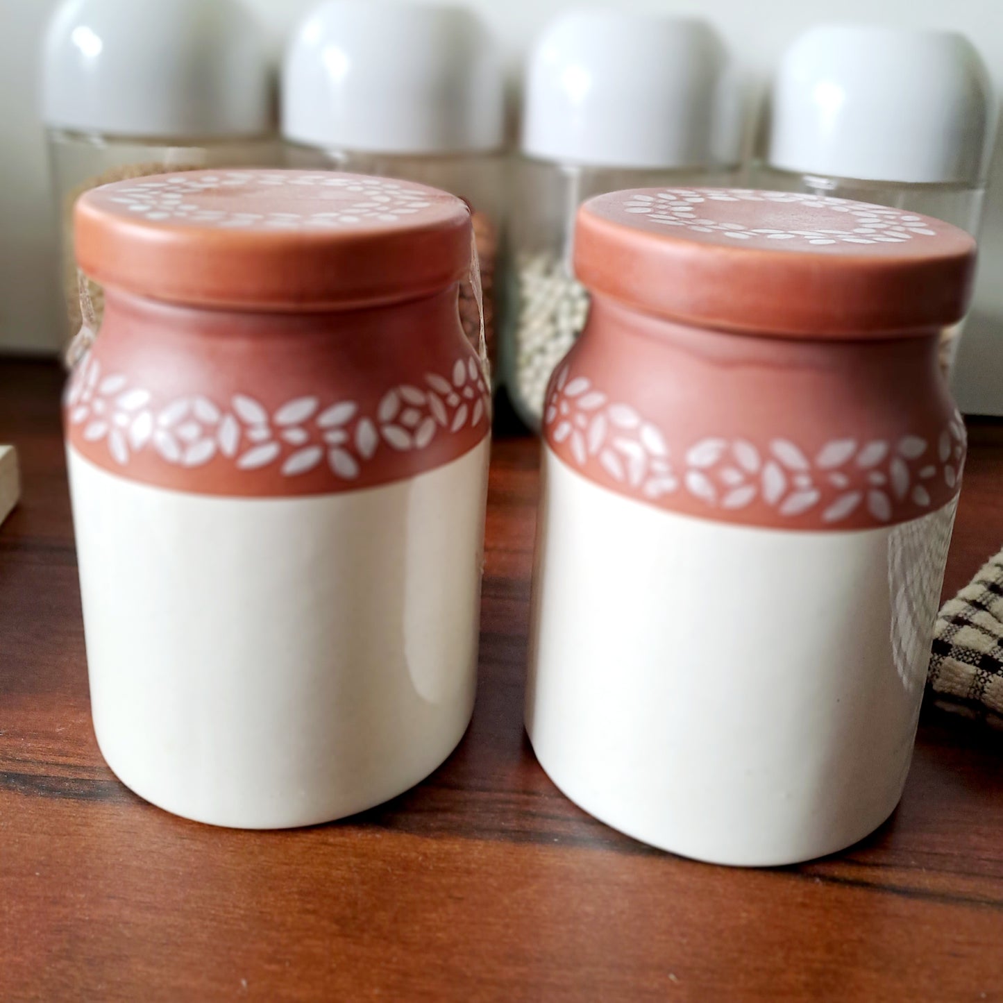 CERAMIC JAR WITH CERAMIC LID (SMALL) SET OF 2