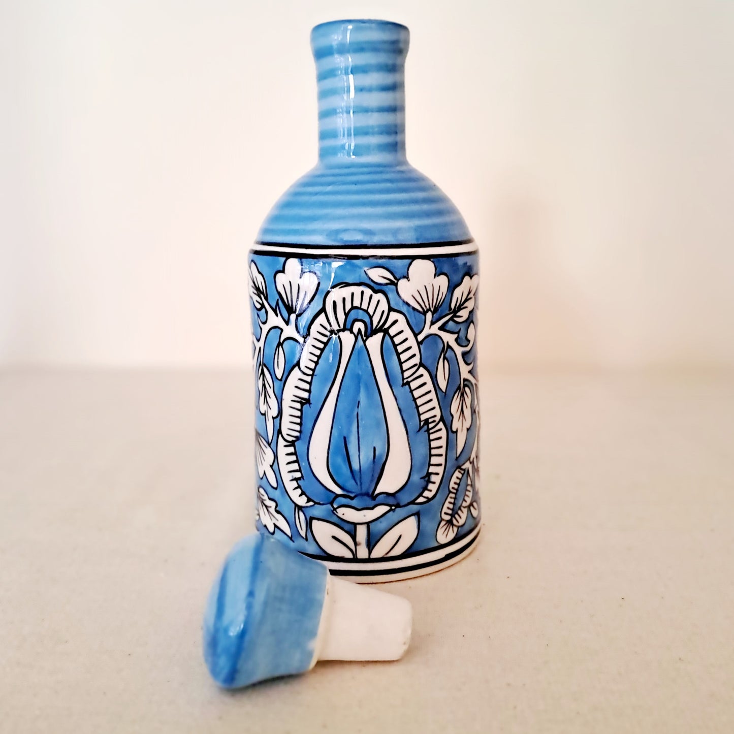 CERAMIC ART HAND PAINTED BLUE COLOR OIL DISPENSER
