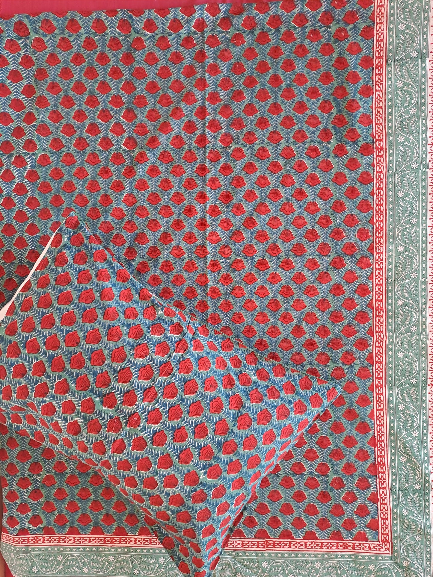 HAND BLOCK PRINT 100% COTTON DOUBLE BEDSHEET