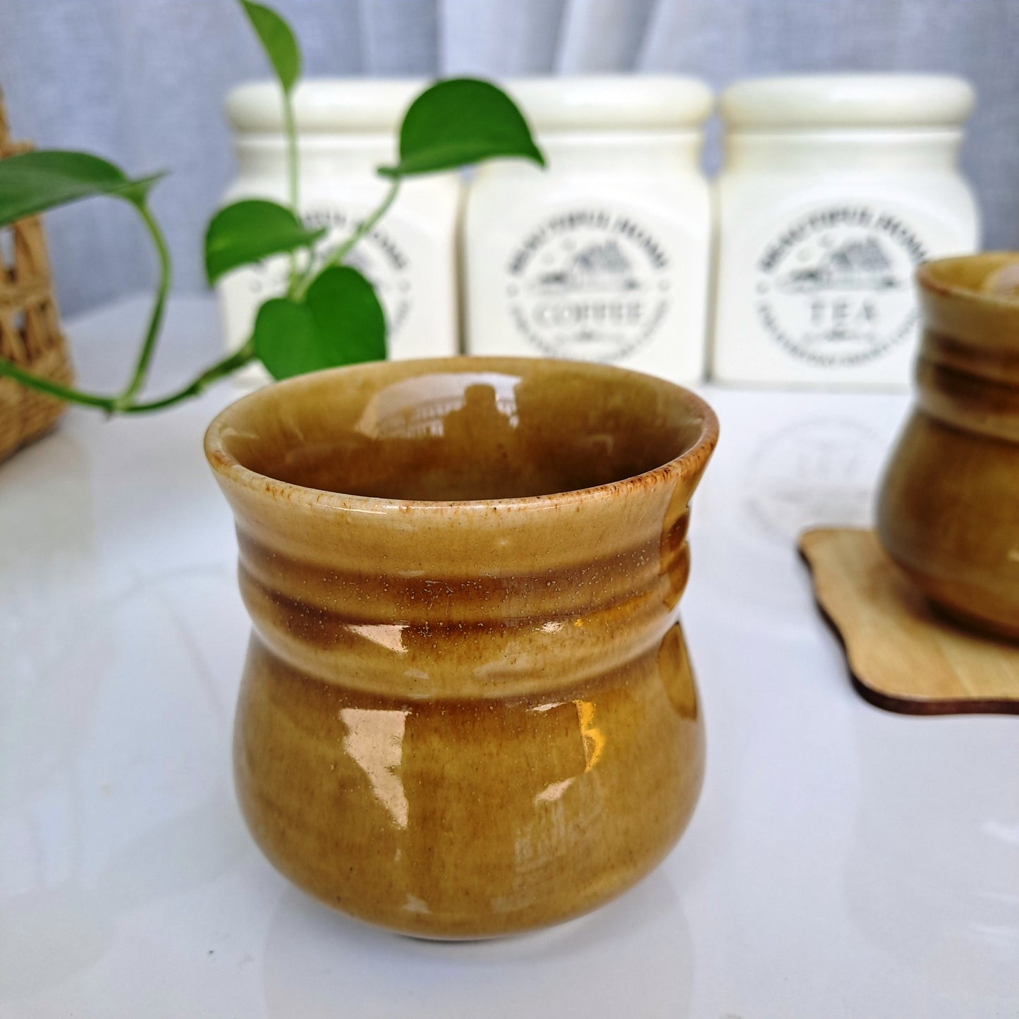 CERAMIC MUSTARD COLOR KULHAR SET OF 2