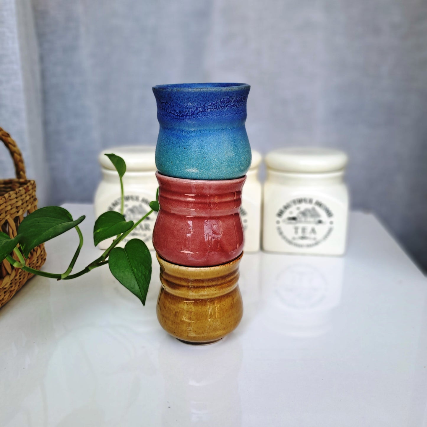 CERAMIC MUSTARD COLOR KULHAR SET OF 2