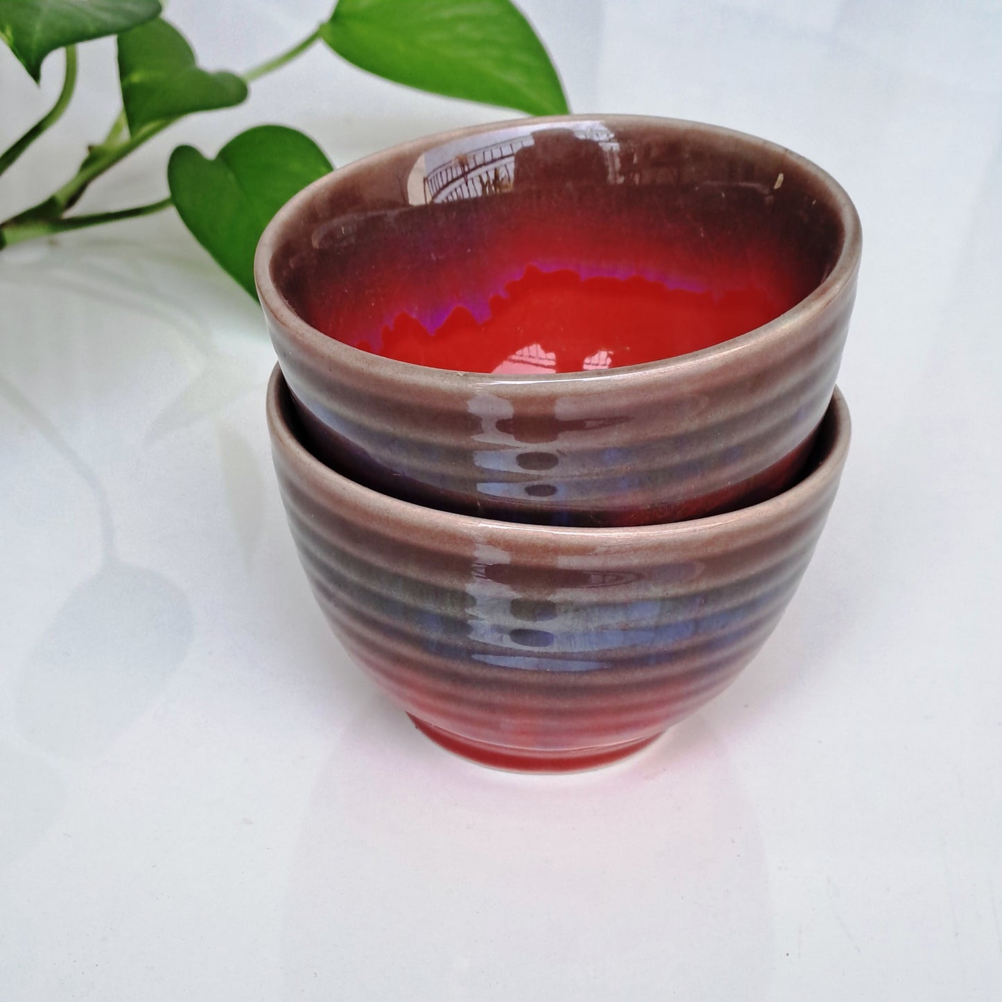 CERAMIC MAROON PUDDING BOWL (SET OF 2)