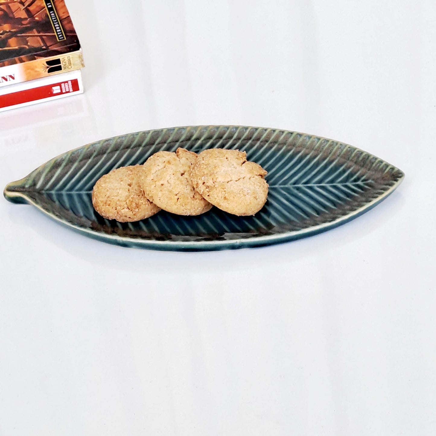 CERAMIC GREEN LEAF PLATTER