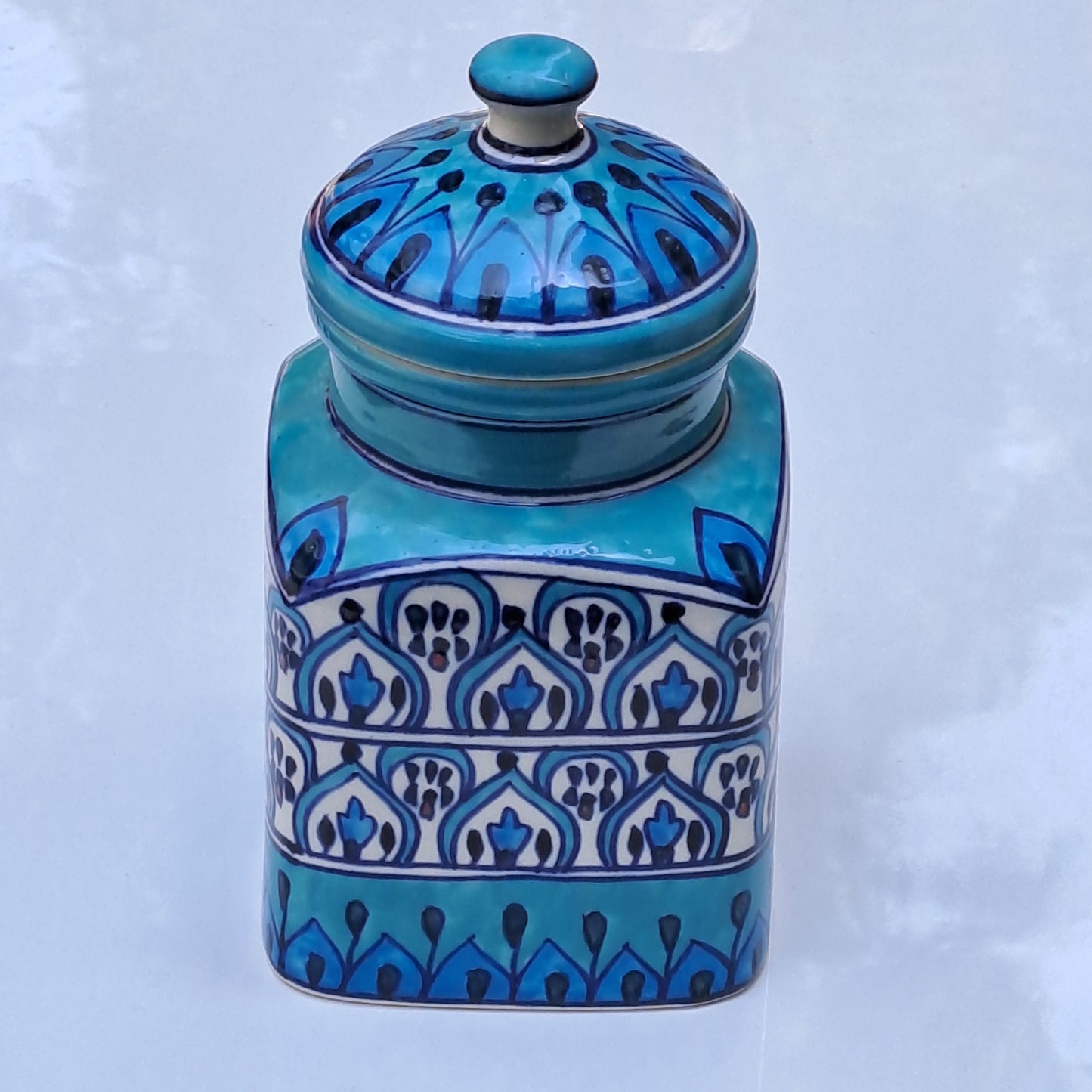 CERAMIC STORAGE JAR WITH LID (BLUE)