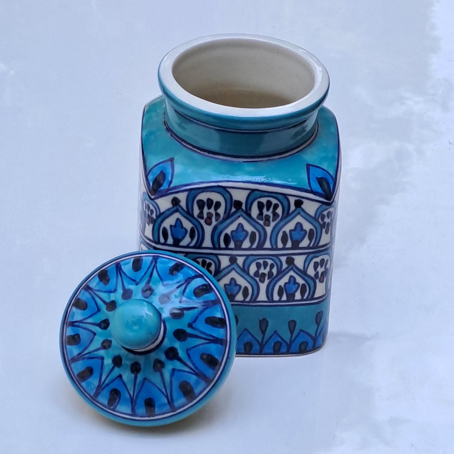 CERAMIC STORAGE JAR WITH LID (BLUE)