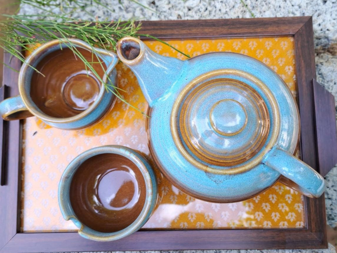 Ceramic Tea pot, sugar pot and creamer set