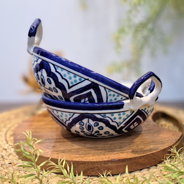 HAND PAINTED CERAMIC SERVING BOWL